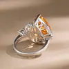 Anillo Abierto de Oro con Circonita en Forma de Lágrima de 15 Quilates, Elegante y Lujoso, para Mujer, Anillo de Lujo Ligero de Gama Alta