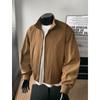 Chaqueta de Algodón Trendy Cleanfit para Hombre, Corte Holgado, Abrigo de Algodón con Cuello Alto Juvenil, Color Sólido, Top Talla Grande
