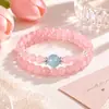 Pulsera Envolvente Doble Círculo de Cristal Rosa y Aguamarina, Pulsera de Cristal Rosa Transparente para Niñas, Estilo Versátil y Suave para el Uso Diario