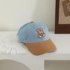 Estilo Coreano Primavera e Outono Novos Chapéus Infantis Atacado Cor de Rua Bloqueio de Cor Jeans Urso Boné de Beisebol Comércio Exterior Boné de Beisebol Infantil