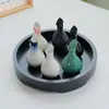 Botella de Perfume, Recipiente para Aceites Esenciales, Cuenco para Aceites Esenciales, Botella de Aceite Esencial con Forma de Hoja, Bandeja de Madera, Herramientas de Masaje para Spa, para Uso en Salones de Belleza