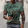 Estilo Novo Europeu e Americano Comércio Exterior Camiseta Masculina Pulôver Solto Casual Manga Curta Estampada 3D Transfronteiriça