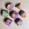 Juego de Dados Poliedros D&D con Patrón de Mármol, Color Mixto Transparente D4D6D8D10D12D20 Caras, Coc, Juego de Mesa, Juego de Siete Piezas