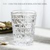 Vaso de whisky con cuadros a rayas de estilo vintage pintado a mano, de vidrio, para el hogar, creativo, de alto valor cromático