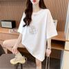 Explosões de Verão Estilo Chinês Vintage Bordado Manga Curta Camiseta Feminina Solta Plus Size Moda Reduzir Idade Top Único