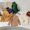 Suéter de Cuello Alto para Niños y Niñas Invierno Color Sólido Básico Jersey Grueso Suave Ceroso Suéter Base Infantil Otoño e Invierno Estilo Coreano