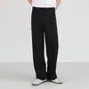 Pantalones de vestir para hombre de moda estilo coreano 2024 Verano Nuevos Sueltos Casuales Largos Rectos Con Caída Tela de Seda Helada Pantalones de Pierna Ancha