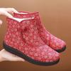 Zapatos de Algodón Invierno Old Beijing para Mujer, Botas de Algodón Engrosadas con Borrego, Zapatos de Algodón Cálidos Estilo Étnico para Mamá, Botas de Algodón para Abuela Mayor
