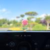 Enfeites de mola para console central do carro, decorações de carro de trevo de quatro folhas e rosa, pequenos enfeites curativos de cabeça balançante para carro