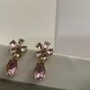 Nuevos pendientes colgantes de flor de cristal fresco con aguja de plata s925 para mujer, de Corea del Sur, ligeros, elegantes y de moda, pendientes dulces de moda.