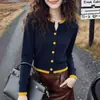 Cárdigan de punto de diseño de lujo ligero estilo coreano para mujer, nueva moda de otoño, diseño elegante, top fino de manga larga