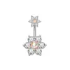 Ventas Directas de Fábrica Flor de Zirconia Incrustada en Cobre Moda Pétalo Comercio Electrónico Transfronterizo Más Vendido Joyería para Perforaciones Anillo para el Ombligo Clavo para el Ombligo