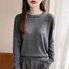 Nuevo suéter de punto fino imitación lana para mujer de primavera con pedrería, cuello redondo, suéter básico fino estilo coreano, al por mayor