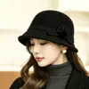 Chapéu de Balde de Lã Novo Outono e Inverno Moda Feminina Elegante Pequeno Chapéu Fedora Versátil Quente Chapéu de Pescador Estilo Francês Simples