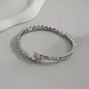 Pulsera Abierta de Zirconia Redonda con Flecha Transfronteriza Europea y Americana, Pulsera de Lujo Ligero de Gama Alta, Joyería de Diseño Sencillo de Nicho para Mujer