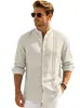 Amazon transfronterizo estilo americano peso pesado casual para hombre cuello mao color liso holgado manga larga cárdigan chaqueta/camisa de primavera/otoño
