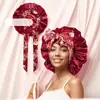 Nuevo Superventas Transfronterizo de Amazon: Gorro de ducha grande con visera ancha y cola larga para atar, con estampado de cinta, popular superventas transfronterizo