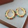 Pendientes vintage de cuentas de piedra natural bohemios de color nicho, elegantes y con personalidad exquisita.