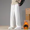 Pantalones casuales de algodón para primavera y otoño, pants blancos de pierna recta, unisex, estilo Hong Kong, pants deportivos holgados, compra grupal para estudiantes