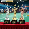 Trofeos de cristal hechos a medida para competiciones de bádminton, premios y recuerdos personalizados para campeones de eventos deportivos individuales y de dobles
