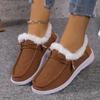 Otoño e invierno 2023 nuevo comercio exterior talla grande para mujer zapatos de algodón de suela gruesa temu color sólido simple moda casual pelusa