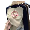 Camiseta Interior Térmica de Forro Polar para Niñas, Manga Larga Raglán, Cálida para Otoño Invierno, Casual, Tallas Mediana y Grande para Niños, Cuello Redondo, Camiseta Superior Cepillada