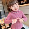 [en stock] Camiseta de fondo de punto para niñas de Corea del Sur, otoño e invierno, nueva, cuello alto, estilo extranjero, niños cálido
