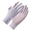Guantes de Protección Solar Verano Mujer Exterior Ligeros y Cortos Parasol Conducción Seda de Hielo Conductor Ciclismo Deportes Guantes de Seda de Hielo