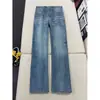 Jeans retro americanos de orejas de gato para hombre y mujer, corte recto ligeramente acampanado, lavado vintage de otoño, azul claro, estilo nuevo moderno