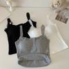 Otoño e invierno Nuevo chaleco interior cálido cepillado con botones, tirantes de encaje sexy para mujer, camiseta básica ajustada adelgazante