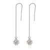 Estilo Coreano Feminino Zircônia Cravejada de Diamantes Quadrado Cubo de Açúcar Cubo de Rubik Borla Longa Prata Brinco Pendente Pedra de Seis Lados Brinco de Pino Linha de Orelha