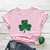 Ebay Europeo y Americano Wish Comercio Exterior Estampado de Leopardo Estampado de Trébol Verano Nueva Moda Camiseta Suelta de Manga Corta