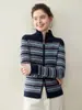 Chaqueta de Punto de Cachemir a Rayas para Mujer 2025 Otoño e Invierno Nuevo Estilo Simple Casual Efecto Adelgazante Prendas Versátiles Venta al por Mayor