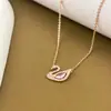 Colar de Cisne em Bronze Fundido para Mulheres, Colar que Não Desbota, Corrente Simples para Clavícula de Menina, Presente de Dia dos Namorados, Atacado Transfronteiriço