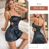 Camisola de Noche Estampado de Mariposas Dinámicas para Mujer, Vestido Corto Sexy con Estampado de Leopardo y Cordón Revelador de Cintura, Atuendo para Citas, Moda al por Mayor