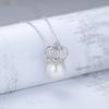 Collar de plata de ley s925 con forma de corona para mujer, colgante de perla, estilo coreano transfronterizo Wanmei, estilo japonés y coreano, combina con todo, collar de soporte vacío DIY, joyería
