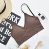 Ropa interior elástica sin costuras para mujer, chaleco deportivo con copa triangular desmontable, para la espalda, con escote en U grande y base exterior.