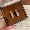 Pendientes cuadrados de cristal de diseño europeo y americano estilo francés para mujer, pendientes de alta resistencia chapados en oro, pendientes elegantes y únicos para mujer