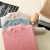 Tricô Novo de Gola Alta Meia-altura Feminino Outono Inverno Estilo Curto Pulôver Cor Sólida Suéter Solto Camada Base Engrossada Customização Transfronteiriça