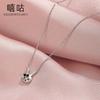 Hee goo D0612 plata S925 collar personalizado simple conejo diamante negro para mujer diseño de lujo ligero sensación de nuevo cadena clavicular