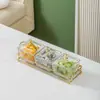 Plato de Fruta Dividido de Vidrio Plato para Bocadillos Comercial Plato para Bar Foot Spa Club Ktv Plato Compartimentado con Tapa