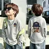 Camiseta de manga larga de punto gofre para niños, nuevo estilo primavera y otoño 2026, suéter para bebé, camiseta de dos en uno de moda para niños mayores
