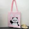 Bolsa de Tricô Ins Desenho Panda Feminina Bolsa de Mão Fashionável para Carregar na Mão Grande Capacidade Bolsa de Ombro Bolsa Transversal Bolsa