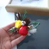 Kit de Material DIY Broche Pinça de Planta de Natal Frutas Secas Pinha Flor Seca para Atividades de Salão e Artesanato de Jardim de Infância