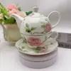 Pequeño Set de Té de la Tarde de Lujo Alto Valor de Color Olla para Madre y Madre Taza de Café de Cerámica Creativa Taza de Té de Flores Una Taza Un Plato Tetera
