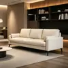 Juego de Sofá Minimalista Italiano de Cuero Blanco Crema Moderno Sencillo Sala de Estar Línea Recta Asiento Individual Lujo Ligero Uso Doméstico Sofá de Cuero