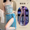 Fragancia para escuchar de noche lencería sexy para mujer traje estilo República de China Hanfu retro perspectiva banda para el vientre clásica conjunto de cuatro piezas juego de rol