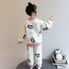 Conjunto de pijama para meninas, cardigã de flanela quente e confortável, roupão de lã de coral para bebê, conjunto de duas peças