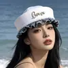 Gorra Azul Marino Bordada Europea y Americana Cosplay Uniforme de Policía Femenino Sombrero de Otoño e Invierno para Actuación Circunferencia de Cabeza Grande Sombrero de Marinero Japonés para Mujer