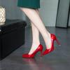 Estilo Nuevo Primavera 2026 Puntiagudo Charol Color Sólido Sin Cordones Tacones Altos Bajos para Viajes Diarios y Entrevistas, Estilo Profesional Francés